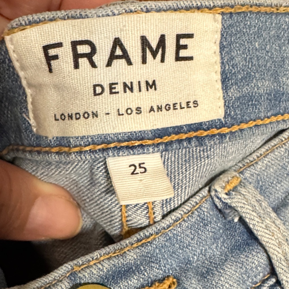 Frame Denim Light Wash Flare Jeans with Knee Rip - Picture 2 of 4